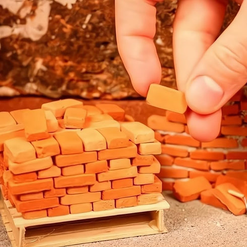 Opexicos 100Pcs 50pcs/Set Mini Cute DIY Miniature Sand Table Landscape Brick Building Simulation Brick...