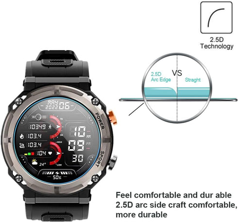 Compatible for VIRAN Military Smart Watches Screen Protector, 9H Anti-Scratch Tempered Glass Protective Film for C21 Pro 1.39'' Military Smartwatc...