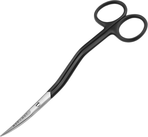 Applique Long Thin Needlepoint Blade 6.1 Inch - Double Bent Curved Offset Handle Scissors with Pouch Sleeve for Embroidery, Fabric, Thread, Knitti...