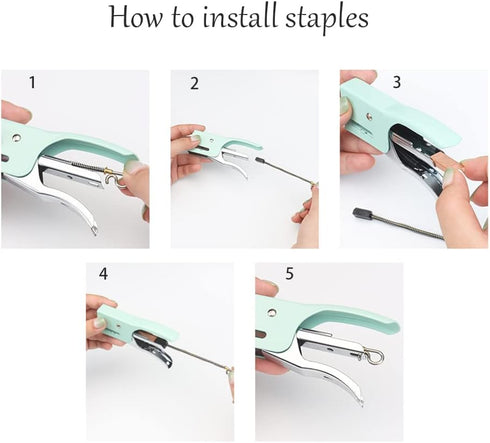 #10 Mini Green Plier Stapler with Staples Set Cute No.10 Manual Stapler with 1000 Rose Gold Staples for Office and Home Accessories Supplies(Green...