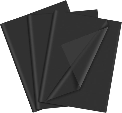 PLULON 60 Sheets Black Tissue Paper Bulks, Gift Wrap Tissue Paper Sheets for Packaging Birthday Gift Wrapping Paper Birthday Wedding Holiday Paper...