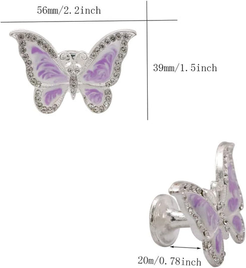 Cabinet Knobs Purple Drawer Knobs 6Pcs, Dresser Hardware Butterfly Shaped Knobs Pull Single Hole Handles for Cabinet Kitchen Cupboard Drawer Door ...