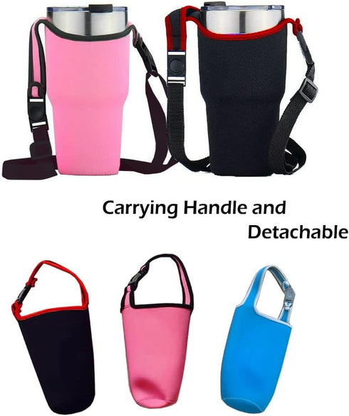 Tumbler 30oz Carrier Holder Pouch with Shoulder Strap, Hoomtry Neoprene Sleeve, for Insulated Tumbler Coffee Cup(3Pack)...