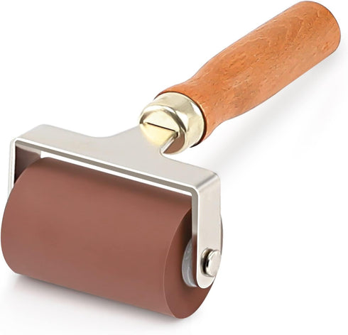 Soft Rubber Roller, Brayer Ideal for Anti Skid Tape Construction Tools, Print, Ink and Stamping Tools(2.5-Inch, Brown)...