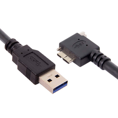 JSER 1.2m 90 Degree Left Angled Micro USB Screw Mount to USB3.0 Data Cable Compatible for Industrial Camera...