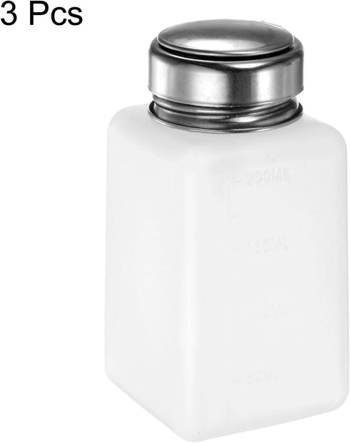 3pcs Solvent Alcohol Dispensers 200ml(6.7oz) Push Down Liquid Dispenser Pump with Sealing Stainless Steel Lid for Acetone Cleanser Polish Remover,...