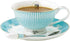 Cup& Saucer Set Bone China Porcelain Tea Coffee Cup for Breakfast Afternoon Tea- Blue Stripe Pattern (1)...