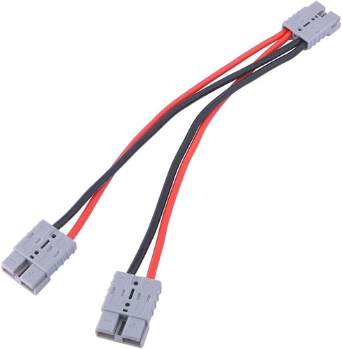 50A Connector Plug with 8AWG Wire, Y-Shaped Quick Connect Battery Harness, Forklift Plug Wire, Pair of Fixed Power Forklift connectors -30cm/0.98 ...