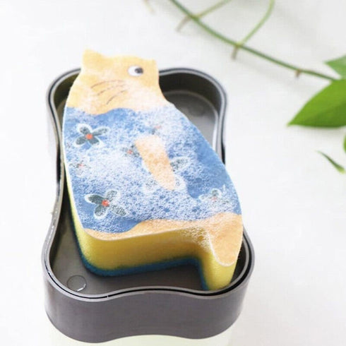 4pcs Sink Cat Dish Sponge Scrubber, for Washing Dishes Dishwashing Cloth Scrubber...