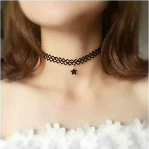 Olbye Elastic Choker Star Necklace Black Tattoo Choker Necklaces for Women and Girls Plastic Minimal Necklace Jewelry...