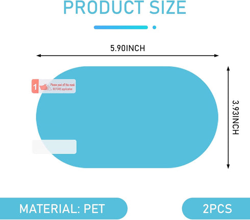 2 PCS Car Rearview Mirror Film, 3.93" x 5.9" Oval Side Window HD Anti-Fog Nano Rain-Proof Water-Repellent Film, Clear Vision Accessories, Compatib...