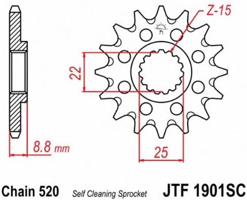 JT Sprockets JTF1901.14SC 14T Steel Front Sprocket, black...