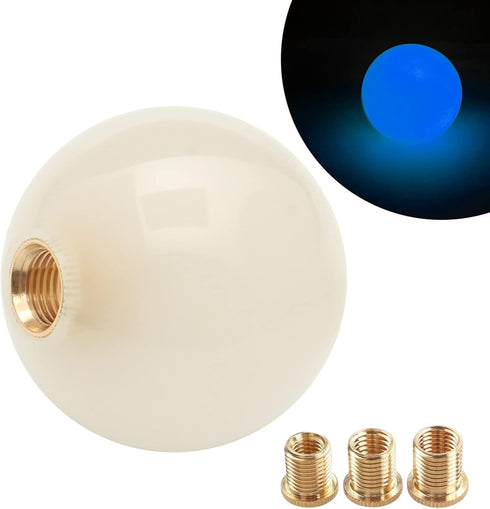 Round Ball Shift Knob Universal Luminous Gear Shift Knob 5 6 Speed for Manual Automatic Vehicles with Adapters (Cream to Blue)...