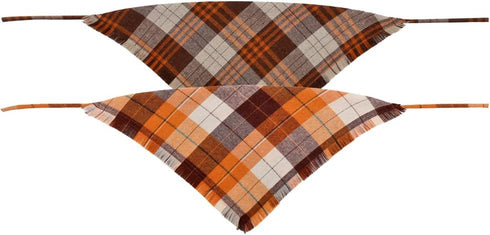 Fall Dog Bandana Autumn Thanksgiving Plaid Reversible Triangle Bibs Scarf Accessories for Dogs Pets...