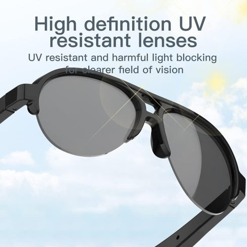 F08 Smart Glasses,Wireless Bluetooth Smart Sunglasses,IP4 Waterproof,Open Ear sound Speakers, Blue light Filter & Polarized Sunglasses Lenses,Conn...