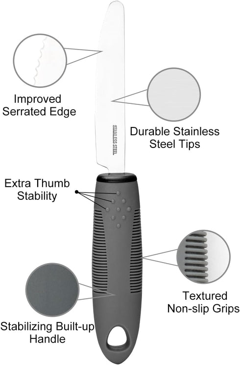 Adaptive Utensil Set - Arthritis Aid Silverware for The Elderly, Parkinson's, Hand Tremors, Weak Hand Grip & Handicapped - Easy Grip for Shaking a...