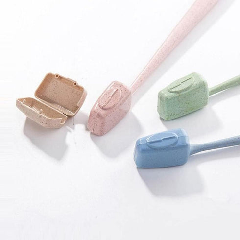 Multicolor Mini Toothbrush Head Covers, 4 Pack, Straw Portable Tooth Brush Holders for Travel, Household, Bathroom...