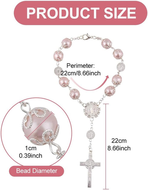 2 Pcs Car Rosary Chain, Rearview Mirror Catholic Beads Auto Rosary Hanging Rosary Chain, Exquisite Car Mirror Hanging Accessories for Truck Bike, ...