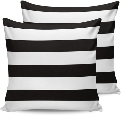 Outdoor Pillow Covers 26x26 Waterproof Polyester Throw Pillow Covers, Black White Stripes Decorative Pillowcases Garden Cushion Case for Patio Cou...