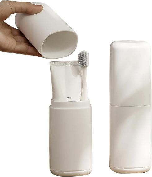 Toothbrush Case Travel Container Cups, Toothbrush Holder Kit with Cover, Portable Storage for Toothpaste and Toothbrush, Carrier for Students Camp...