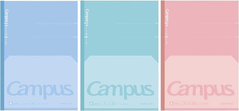 KOKUYO Campus Feels Flat Notebooks, Dot A 7mm Ruled, Semi-B5, 30 Sheets, 30 Lines, Pack of 3, Blue, Green and Pink, Japan Import (NO-FL3CATX3)...