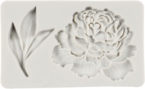 Peony Flower and Leaves Silicone Fondant Mold for Cake Decoration Chocolate Cupcake Topper Candy Sugar Craft Polymer Clay Gum Paste...