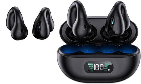 Wireless Ear Clip Skeleton Conduction Headphones, Premium Open Ear Headphones Wireless Bluetooth, Skeleton Conduction Bluetooth Earphones for Runn...