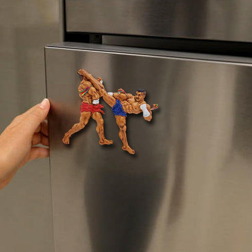 4" Muay Thai Jorakae Fad Hang or Crocodile Sweeps Its Tail Basic Movement Muaythai Boxing Martial Arts 3D Resin Fridge Magnet Souvenir Refrigerato...