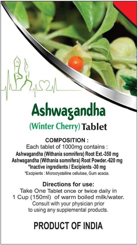 BASIC AYURVEDA Ashwagandha Supplement | 40 Tablets (1000mg) | Herbal Wellness & Immune Support | Organic Indian Ginseng Pills | Consume with Warm ...