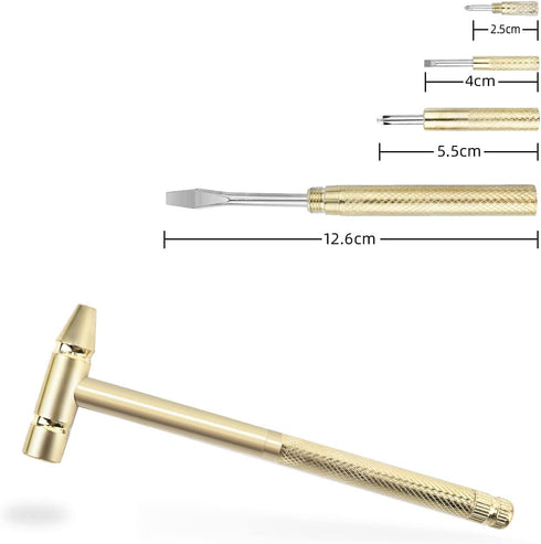 YOUMI 6 in 1 Mini Multifunction Anti-Corrosion and Anti-Rust Copper Hammer & Screwdriver Hand Tools for Repair Uav, Mobile Phones, Laptops, Watche...