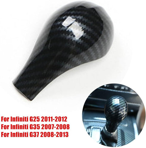 Carbon Fiber Gear Shift Knob Cover Trim Compatible with Infiniti G25 G35 G37 2007-2013 Accessories Interior Center Console Shifter Head Cove Trim...