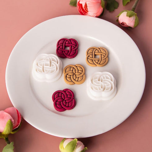 6 Pcs Chinese Style Polymer Clay Cutters,Retro Boho Flower Texture Polymer Clay Earrings Polymer Clay Molds Vintage Geometry Line Clay Earring Cut...