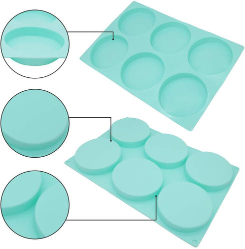 6-Cavity Large Cake Molds Silicone Round Disc Resin Coaster Mold Non-Stick Baking Molds, Mousse Cake Pan, French Dessert, Candy, Soap (Green)...