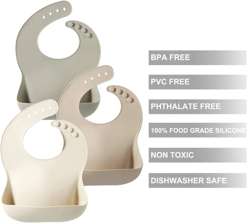 PandaEar Silicone Baby Bib for Girls Boys| Adjustable Waterproof Eating Bibs| BPA Free Soft Durable Silicone Bibs for Babies & Toddlers with Large...