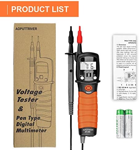 AP-38B Continuity Tester Digital Pen Multimeter, Voltmeter, 60M Ohm Resistance Tester with 2000 Counts for Measuring Voltmeter Resistance Diode Te...