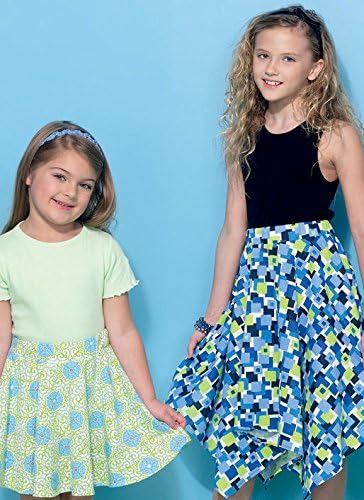 McCall's Patterns M7345 Children's/Girls' Straight, Handkerchief or High-Low Hem Skirts, CHJ (7-8-10-12-14)...