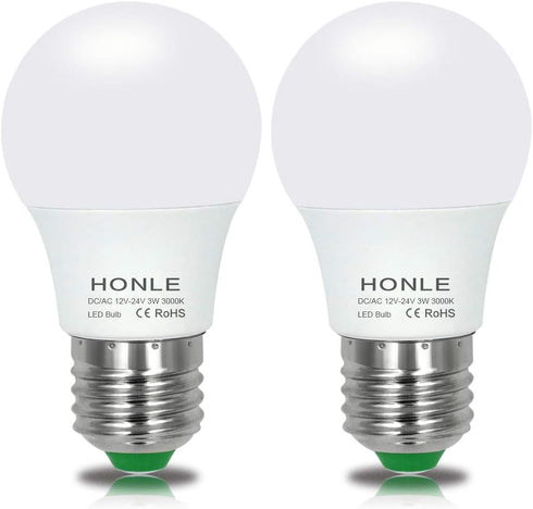 Honle E26 LED Light Bulbs 3W 12V Low Voltage Warm White 3000K E27 Edison Standard Screw Base 25W Equivalent Pack of 2...