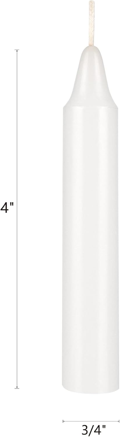 Mega Candles 48 pcs Unscented Straight White Taper Candles, Hand Poured Wax Candle 4 Inch x 3/4 Inch, Home Décor, Wedding Receptions, Centerpieces...
