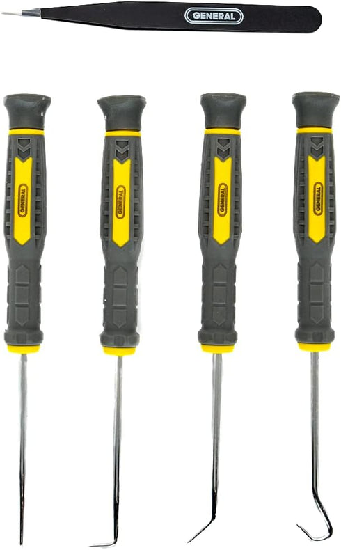 General Tools 5 Piece Precision Probe, Pick and Tweezer Set for Crafts, Hobbies, and Electronics - Hand Tools - Black...