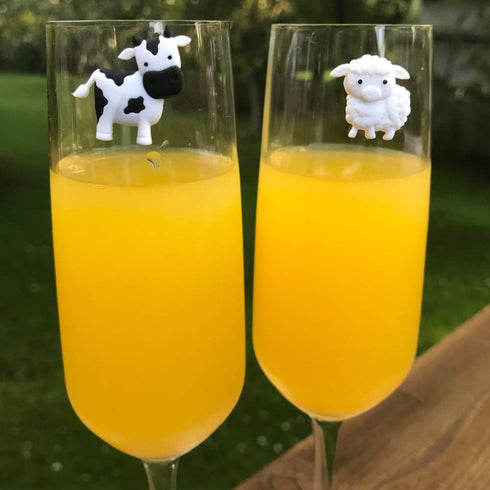 Barnyard Animal Wine Charms – Magnetic Glass Markers and Identifiers Set of 6...
