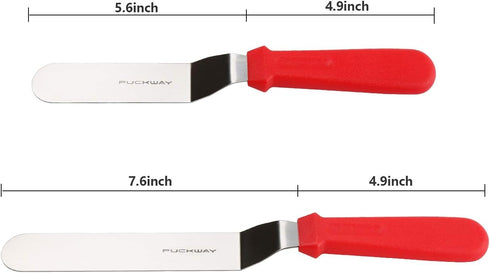 Angled Icing Spatula, Stainless Steel Offset Spatula, Cake Spatula Set of 2 Red 6" & 8"...