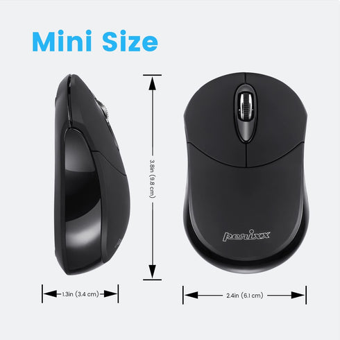 Perixx PERIMICE-802B Wireless Bluetooth Mouse - Portable Design for Windows, iOS, and Android Tablet - Black Rubber Black...