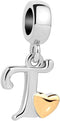 Initial A-Z Letter Charm Golden Heart Alphabet Dangle Beads for Bracelets & Necklaces (T)...