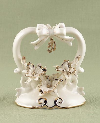 Wedding Accessories 50th Anniversary Porcelain Cake Top, 4.5-Inches Tall...