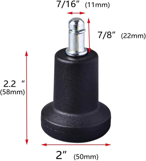AAGUT High Profile Bell Glides Replacement for Office Chair, 7/16" x 7/8", Fixed Stationary Caster Wheel Glide, Matte Black Finish,Office Chair Wh...
