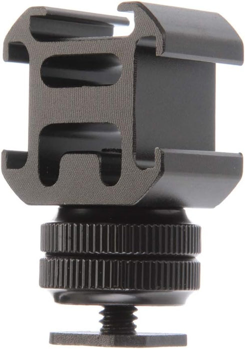 FocusFoto Aluminium Triple Head Cold Hot Shoe Mount Adapter for Lights, LED Monitors, Microphones, Audio Recorder & Studio Flash Bracket Video Cam...