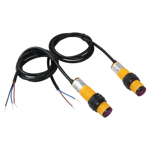 Photoelectric Switch Sensor,1 Pair M18 Through-Beam Reflection Optical Photoelectric Beam Sensor,NPN NO (Normally Open) 6-36VDC Photoelectric Swit...