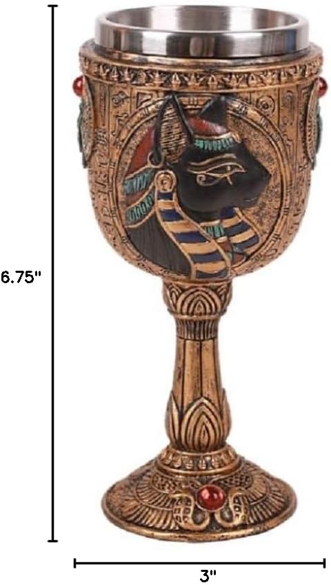 Pacific Giftware Egyptian Royalty Bastet 7oz Wine Goblet with Removable Stainless Steel Insert...