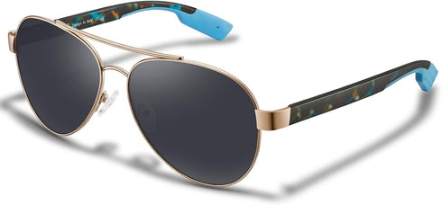 CARFIA Wide Temples Pilot Sunglasses for Men Polarized UV400 Protection Classic Trendy Style Eyewear CA5378...