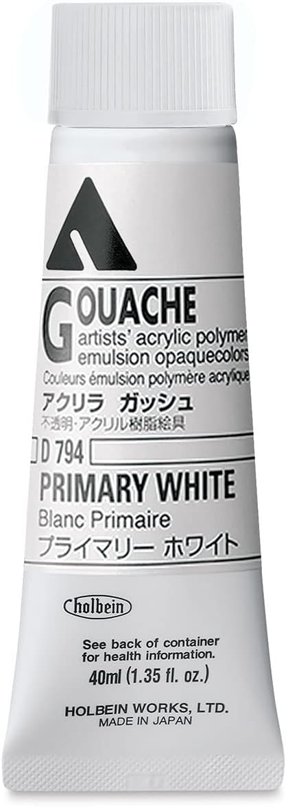 Holbein Acrylic Gouache – Primary White, 40 ml tube...